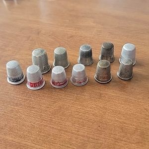 Vintage 1960 Advertising Sewing Thimbles Aluminum